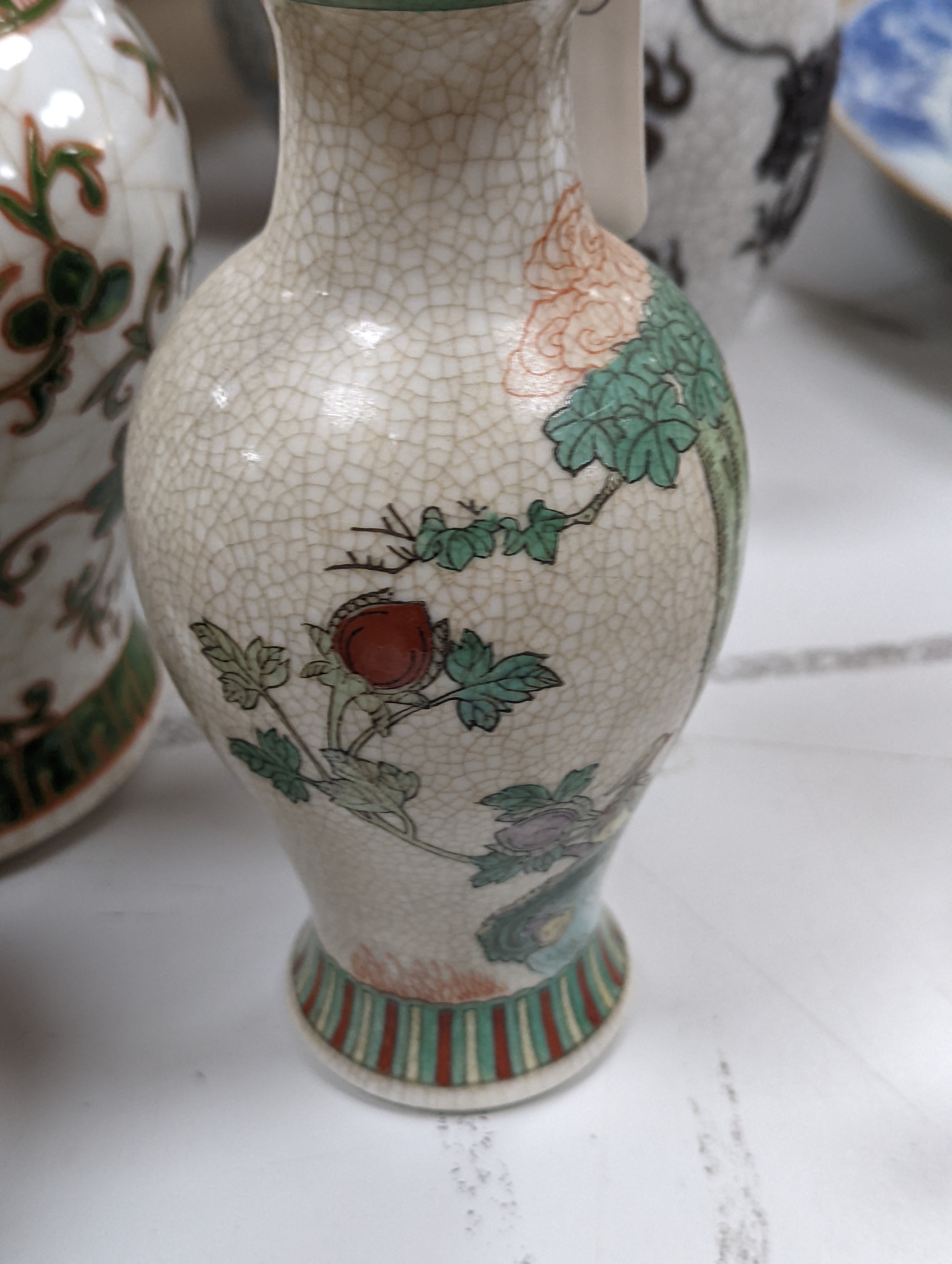 A group of 19th/20th century Chinese crackle glaze vases, tallest 30 cms high.